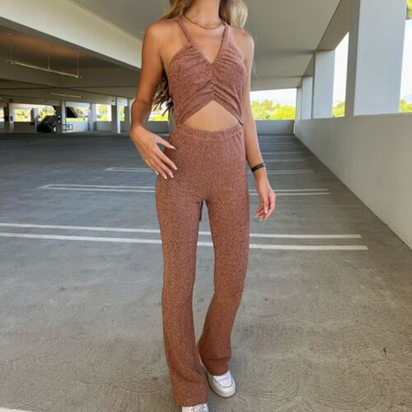 Isabelles Cabinet Pants - Dancing Queen Sparkle Bronze Jumpsuit